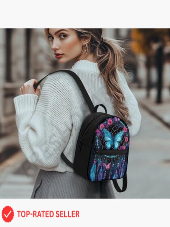 Dreamcatcher Butterfly Mini Backpack Trendy Lightweight Daypack RFID Blocking main image 6